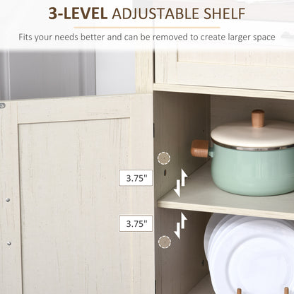 HOMCOM Farmhouse Sideboard Buffet Cabinet, Rustic 2 Barn Doors Kitchen Cabinet, Accent Cabinet with Storage for Living Room, White