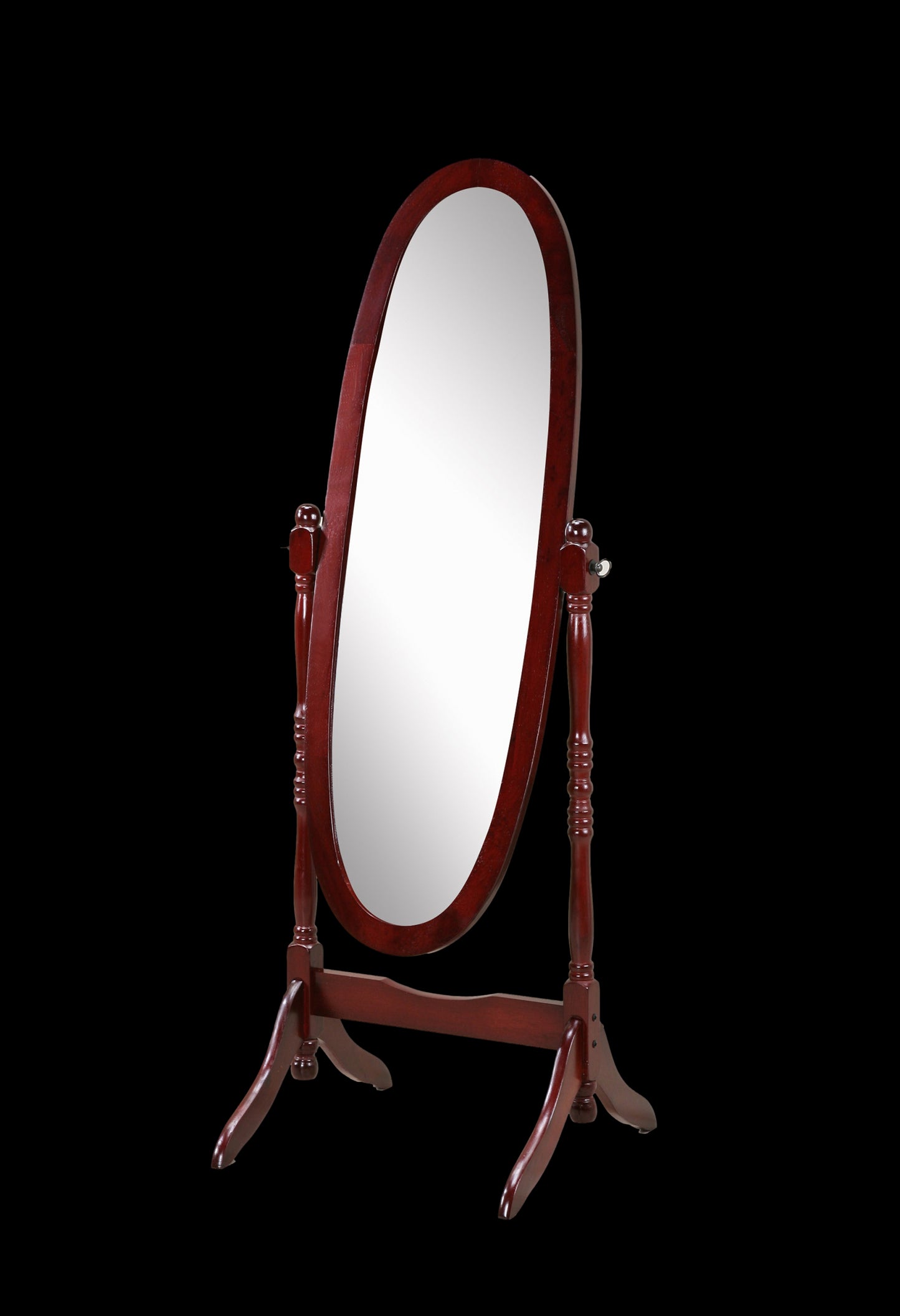 Elegant Cherry-Finished Cheval Mirror with Traditional Design