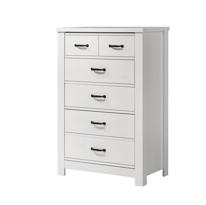 Cassini Elegant 5-Drawer White Chest with Split Top Design