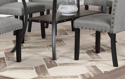 Rectangular Dining Table Rubberwood Nailhead Storage Finish