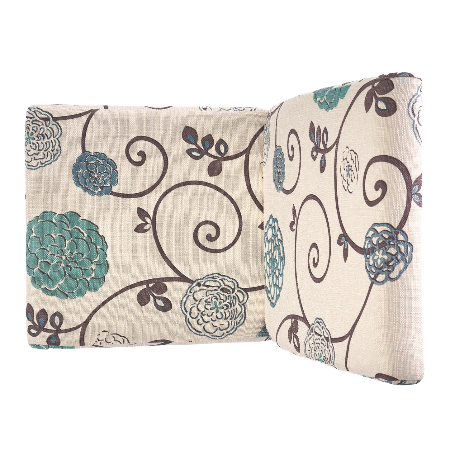 Contemporary Dining Chair Set of 2, 17.5W x 26.5D x 39.5H, Fabric, Rubberwood Legs, White and Blue