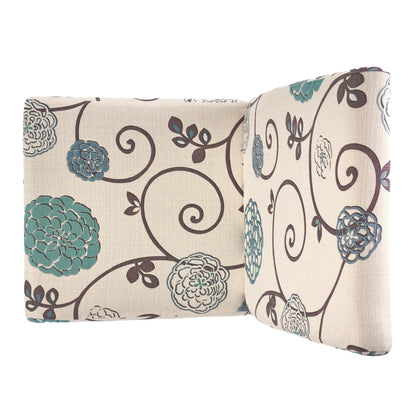 Contemporary Dining Chair Set of 2, 17.5W x 26.5D x 39.5H, Fabric, Rubberwood Legs, White and Blue