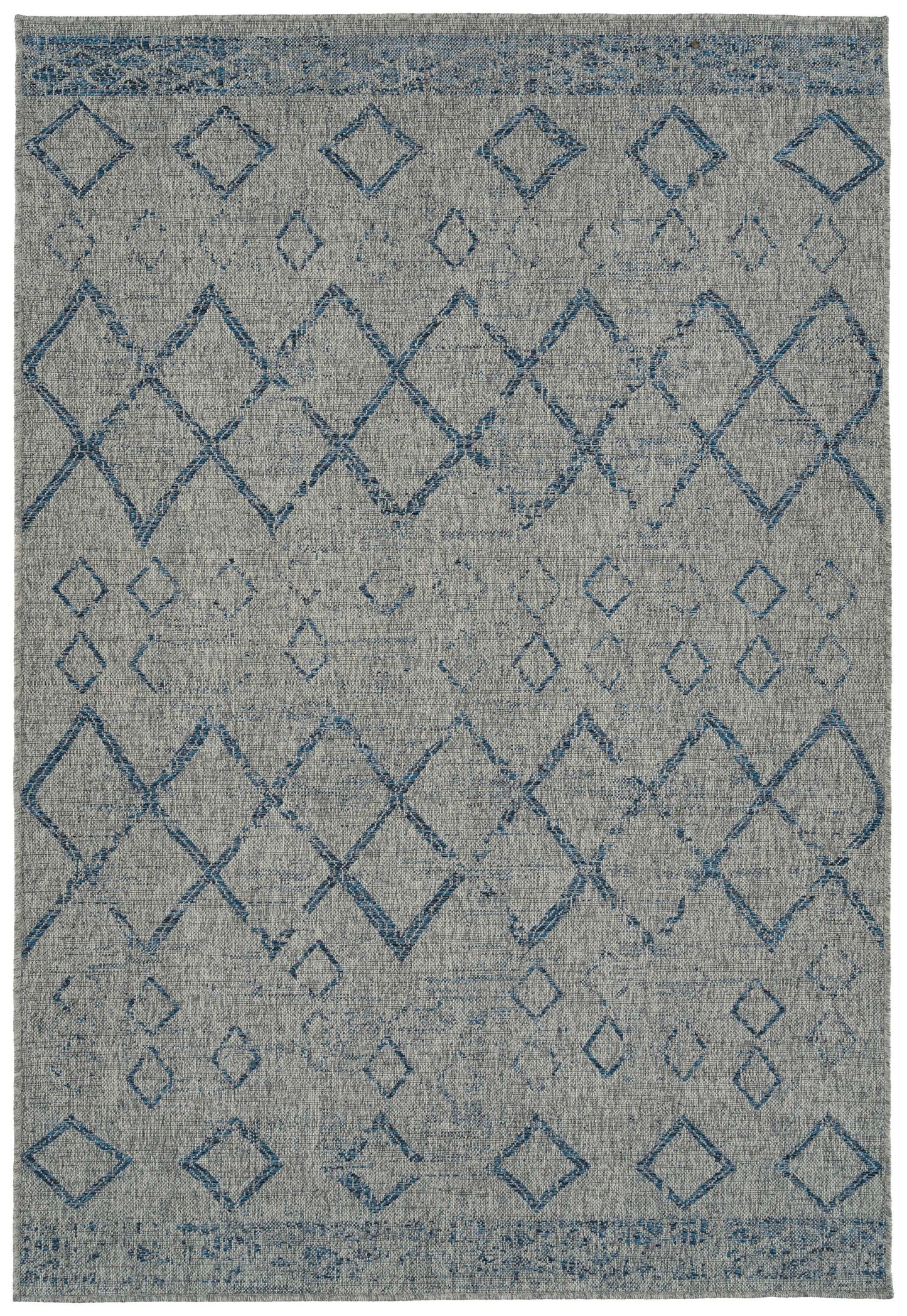Rectangle Area Rug 5'3" x 7'6", Polypropylene Indoor/Outdoor, High-Low Cut & Loop, Modern Geometric Grey