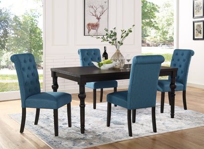 Urban Wood Dining Set With Turned Legs Table Chairs Blue