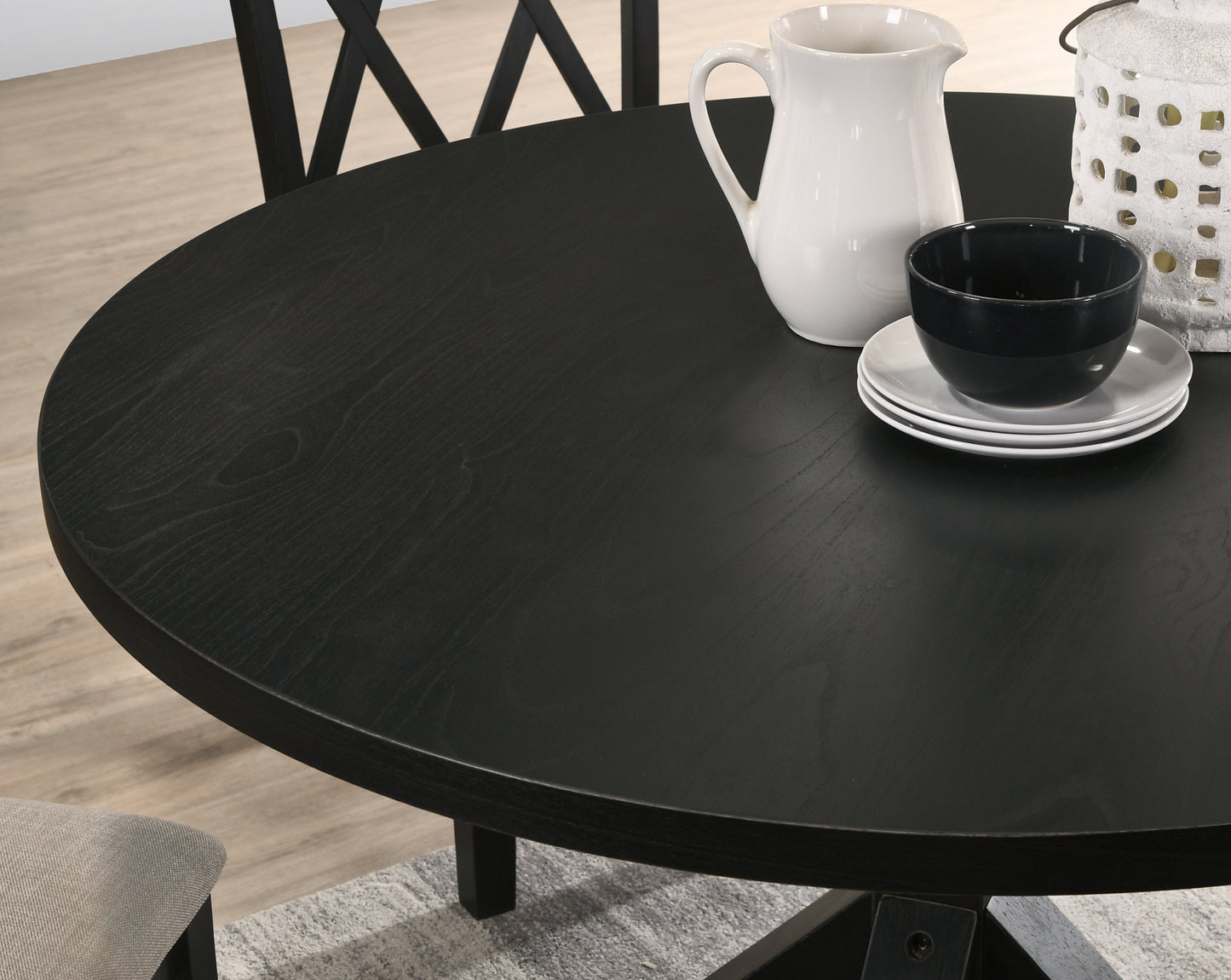 Wood Dining Table With Cross Buck Base Modern Style Black