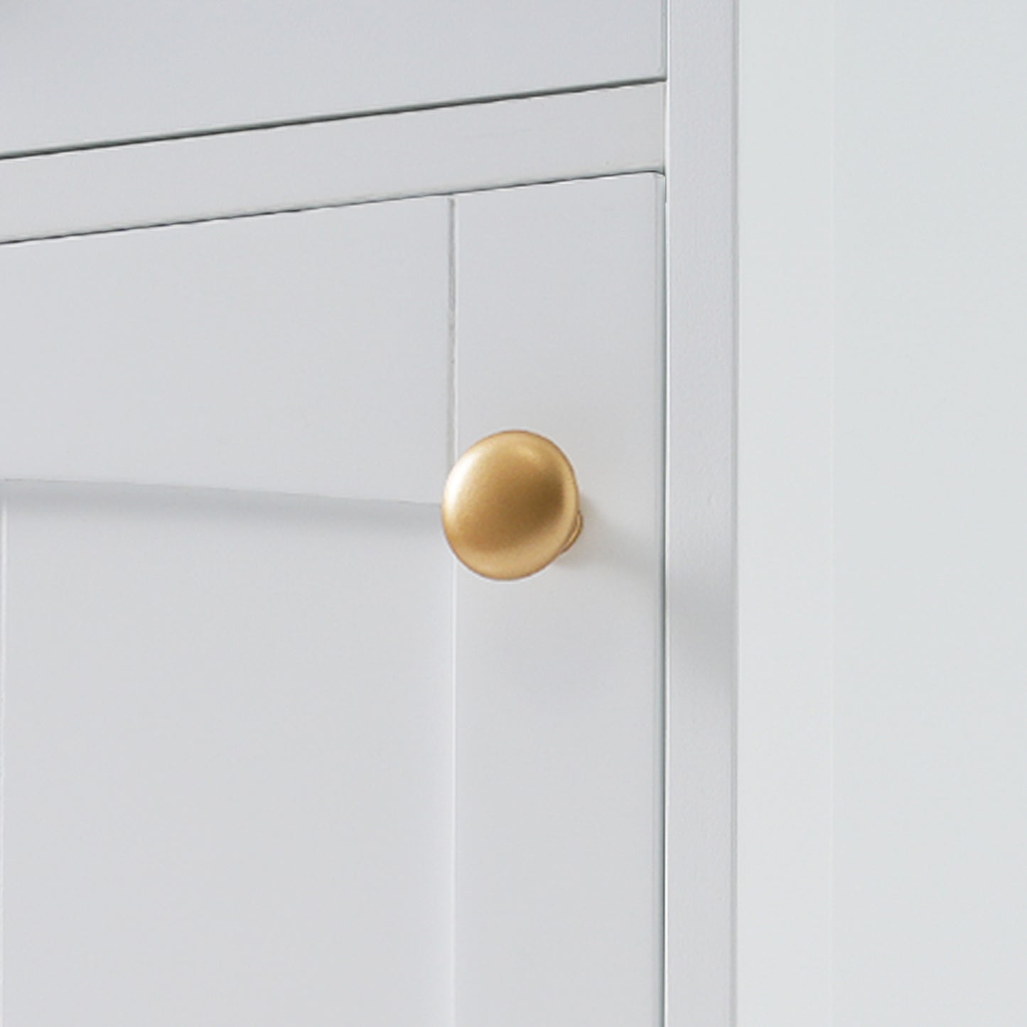 Elegant 63" Tall White Bathroom Storage Cabinet with Glass Doors, Two Drawers, Adjustable Shelves, and Anti-Tipping Design - Perfect for Organizing and Displaying Essentials