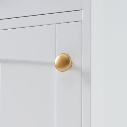 Elegant 63" Tall White Bathroom Storage Cabinet with Glass Doors, Two Drawers, Adjustable Shelves, and Anti-Tipping Design - Perfect for Organizing and Displaying Essentials