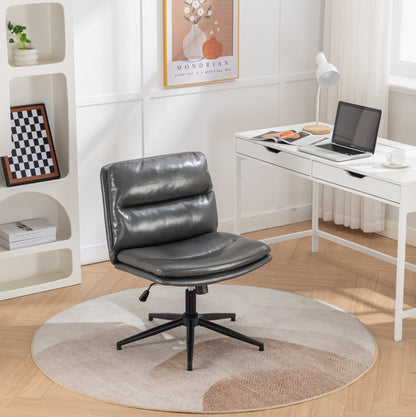 Bizerte Height-Adjustable Swivel Criss-Cross Office Chair with Wide Seat - Gray Vanity & Office Chair