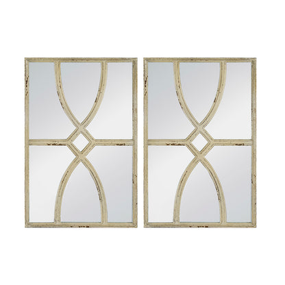 Set of 2 Distressed White Wooden Wall Mirrors, 16" x 23", Versatile Home Decor for Living Room, Vertical or Horizontal Display