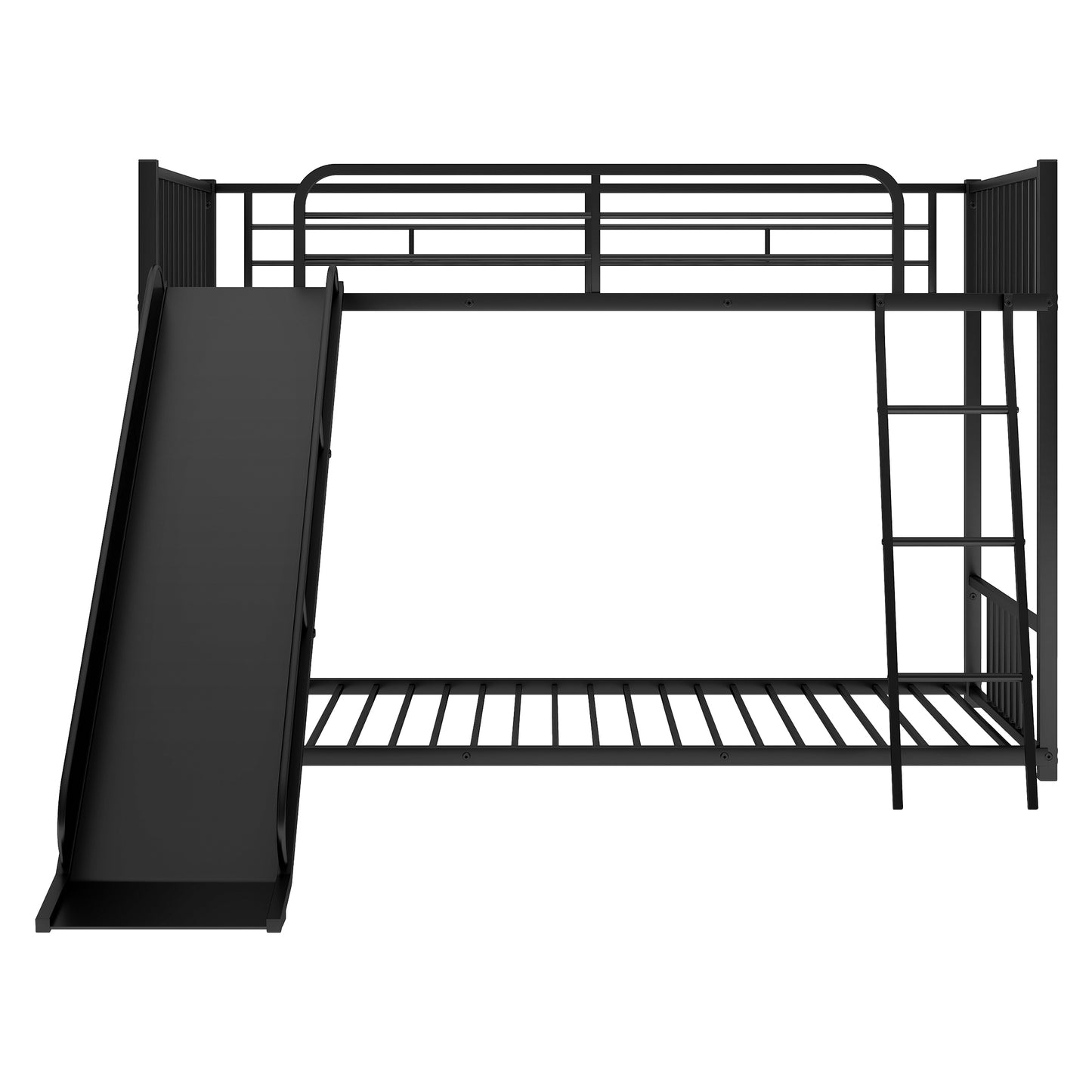 Twin Metal Bunk Bed with Fun Slide - Black Color