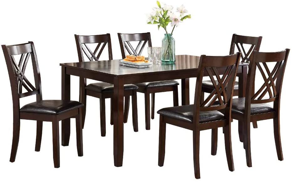 7 Piece Dining Set With Table And Six X Back Chairs Espresso