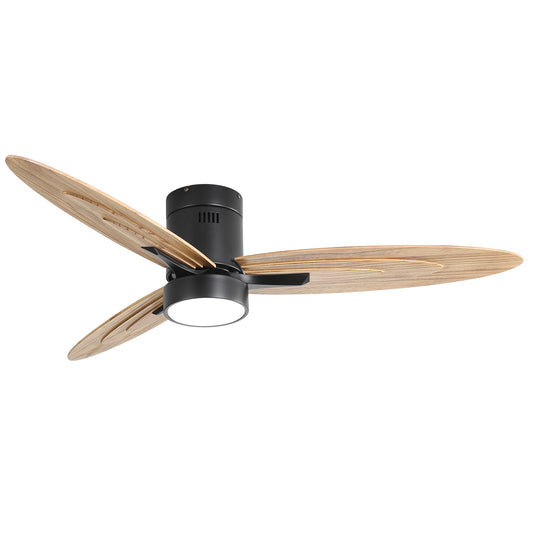 56-Inch Modern Ceiling Fan with Light and Remote DC Motor Reversible Flush Mount Living Room Black Walnut