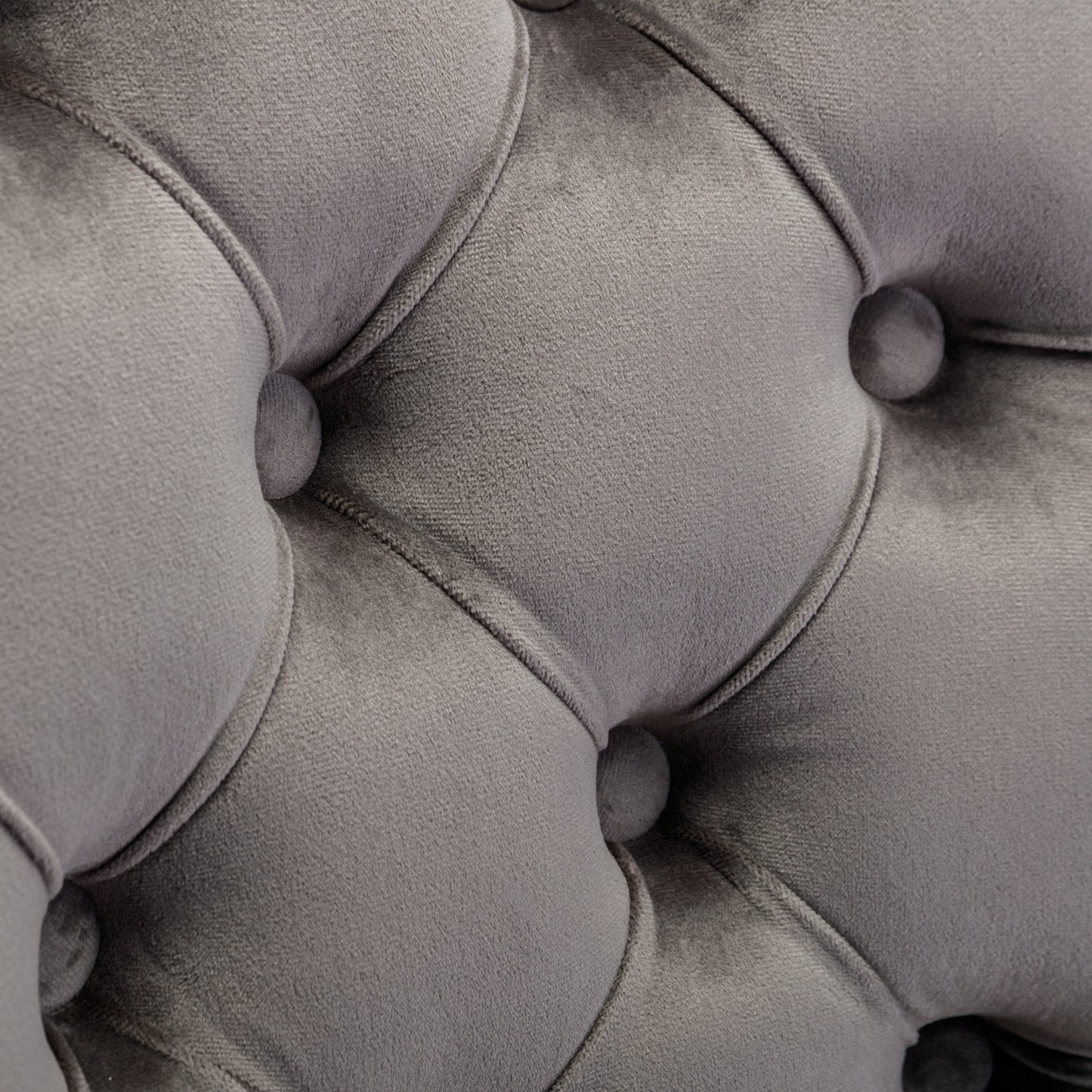 Luxurious Gray Velvet Tufted Home Office Chair with Gold Metal Base, Adjustable Swivel Design