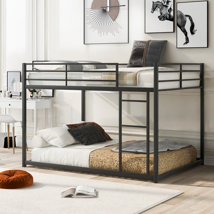 Stylish Black Full Over Full Metal Bunk Bed with Convenient Ladder