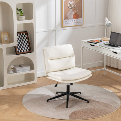 Modern Ergonomic 360° Swivel Criss-Cross Chair with Plush Seat in White