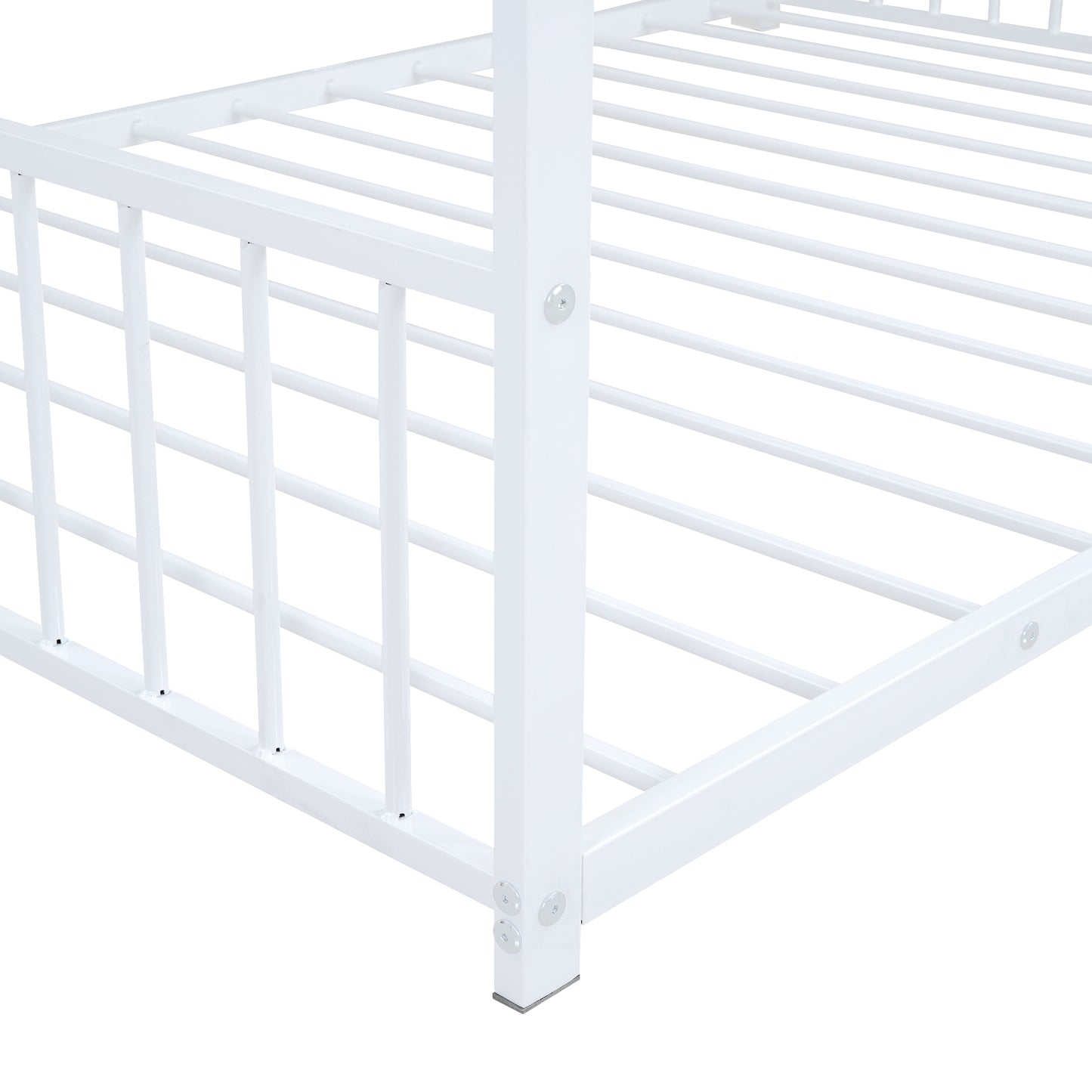 Whimsical White Full Size Metal House Bed for Kids