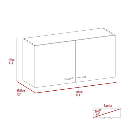 Napoles Wall Cabinet, Two Shelves, Double Door -White / Light Gray