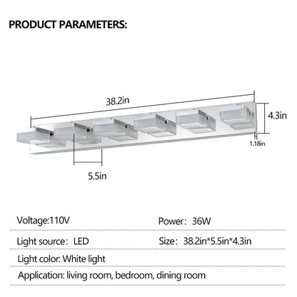 6-Light LED Vanity Light Bar for Bathrooms and Makeup Areas, Modern Sleek Fixture Chrome finish