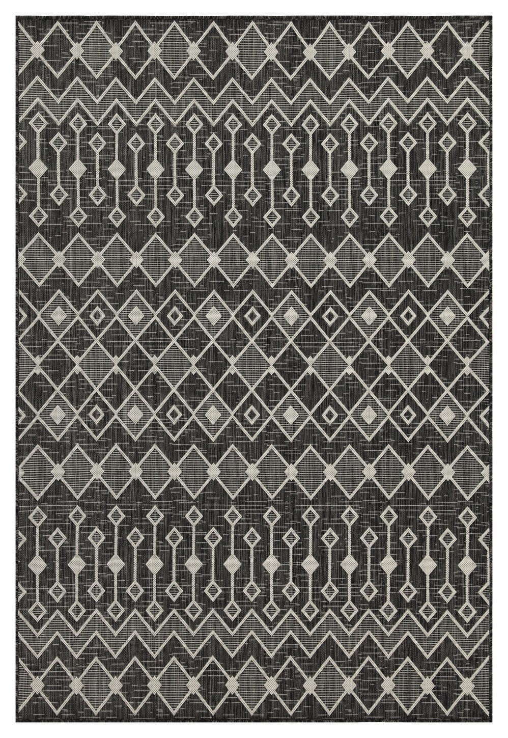 Indoor/Outdoor Area Rug, 7 ft 3 in x 2 ft 7 in, Polypropylene, Stain-Resistant, Easy-Clean, Anthracite