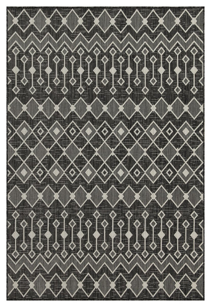 Indoor/Outdoor Area Rug, 7 ft 3 in x 2 ft 7 in, Polypropylene, Stain-Resistant, Easy-Clean, Anthracite
