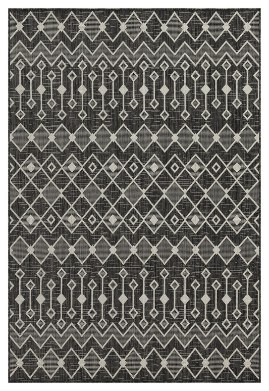 Indoor/Outdoor Area Rug, 5 ft 3 in x 7 ft 3 in, Polypropylene, Stain-Resistant, Durable, Anthracite