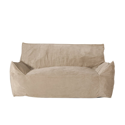 2-Seater Bean Bag Chair with Armrests, 60-Inch Foam-Filled Interior, Removable Cover Taupe Velvet