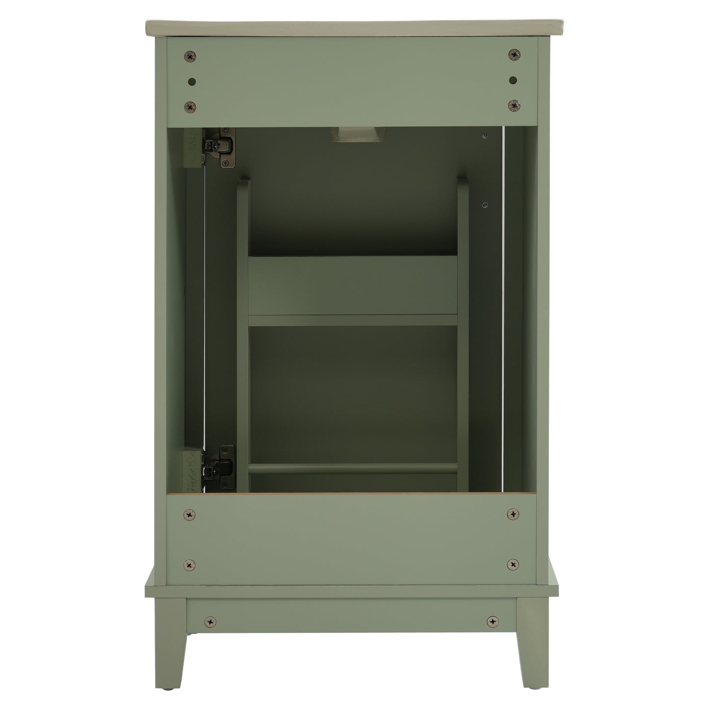 Compact 20-Inch Green Bathroom Vanity Cabinet with Ceramic Sink - Stylish Storage Solution for Small Spaces