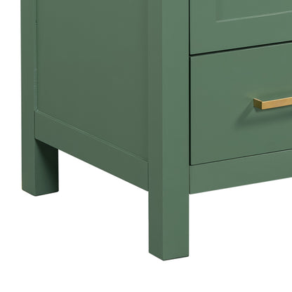 30" Elegant Green Bathroom Storage Vanity with Integrated Undermount Sink and Soft-Close Features