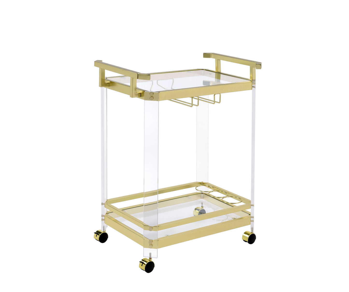 Aerin Mobile Gold Serving Cart With Storage And Casters
