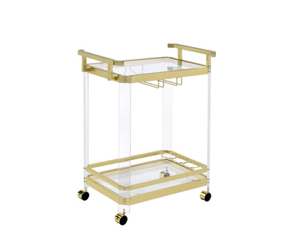 Aerin Mobile Gold Serving Cart With Storage And Casters