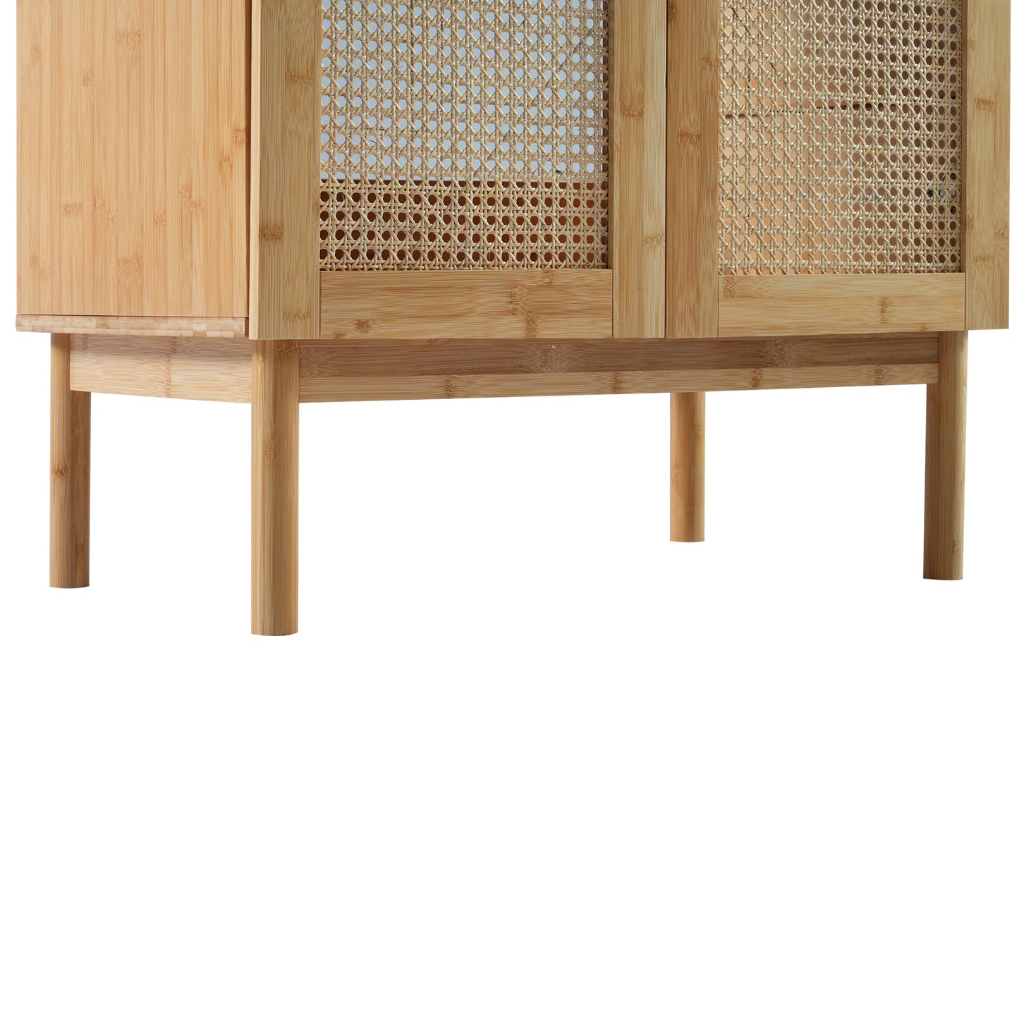 Elegant 30-Inch Natural Bamboo Bathroom Vanity with Artisanal Rattan Doors and Soft-Close Mechanism