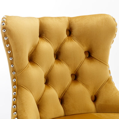 AA Furniture Gold Velvet Swivel Barstools 25-33in Set Of 2