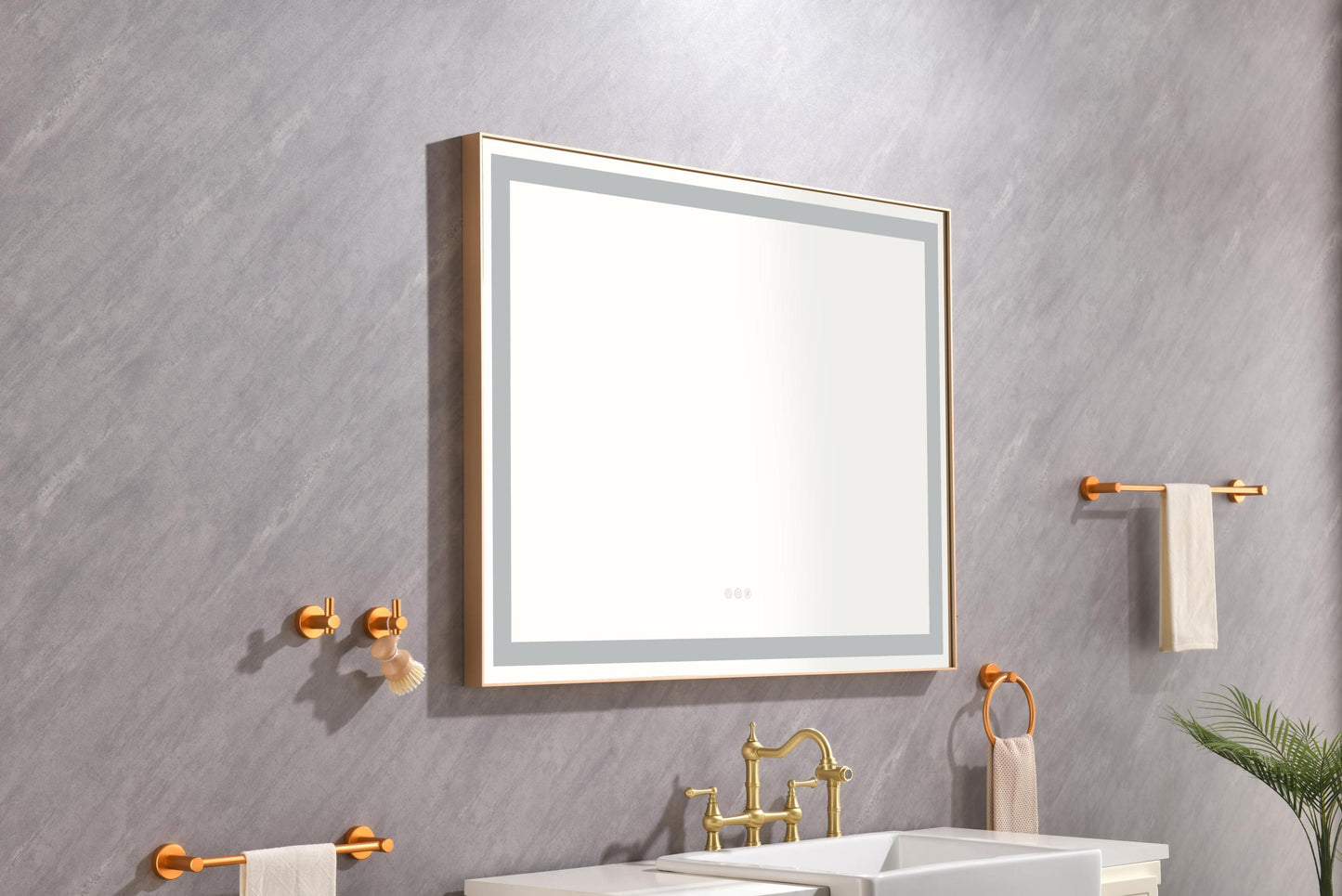 Large 48x36 Illuminated Bathroom Mirror with Dual Control Anti-Fog Feature