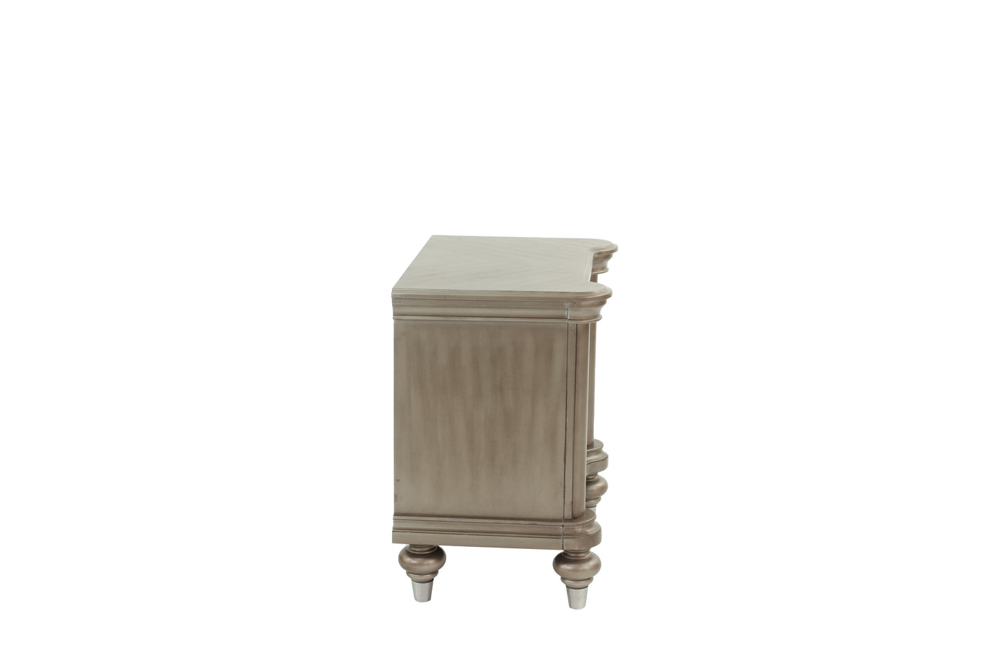 Luxury Classic Antique Silver / Champagne Finish 1pc Nightstand Storage Space Bedside Table Bedroom Furniture