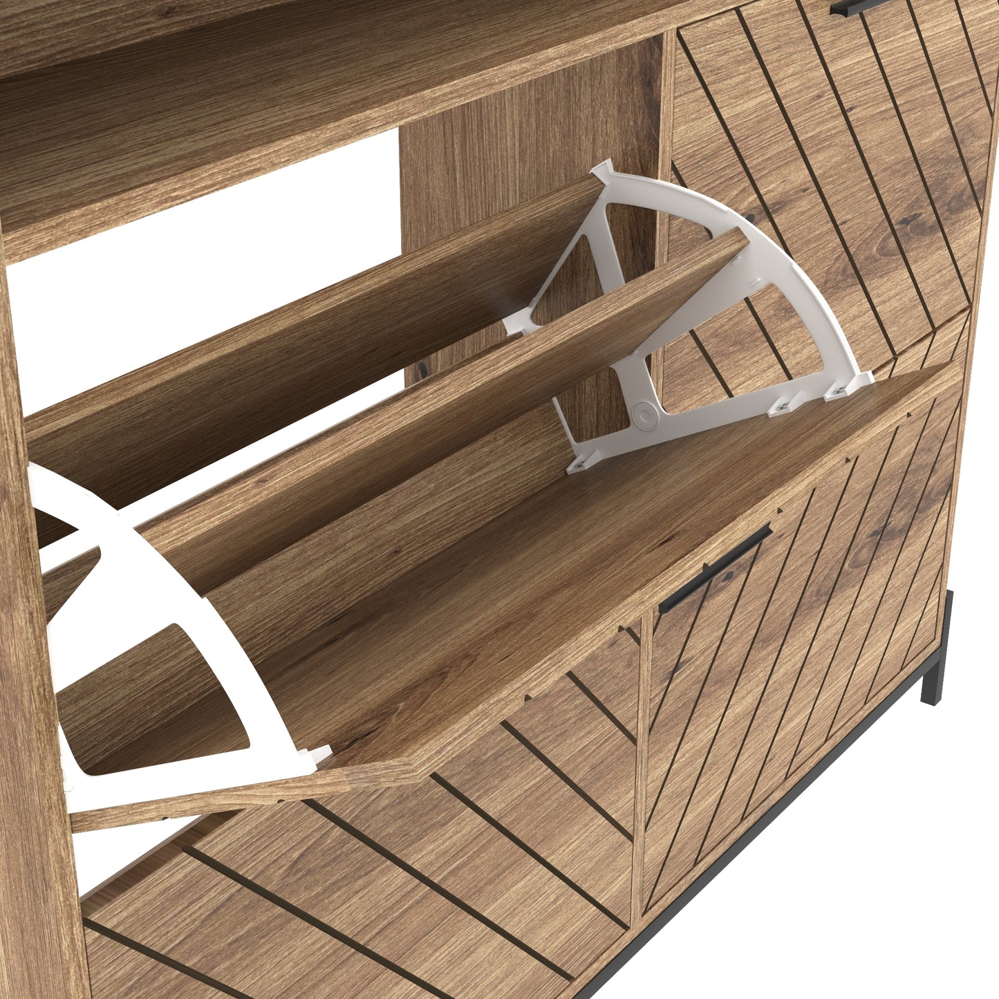 Modern Rustic Shoe Storage Cabinet with Flip Drawers