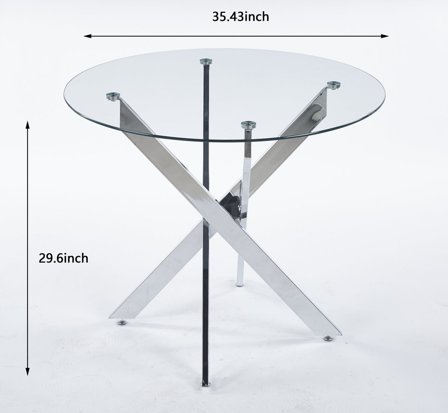 Dining Table With Tempered Glass And Cross Metal Legs Chrome