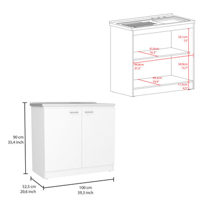 Versatile White Kitchen Utility Sink Cabinet with Storage