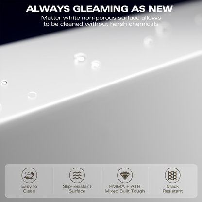 Luxury 69" Solid Surface Freestanding Soaking Bathtub - Handcrafted Matte White Stone Resin with Overflow and Pop-up Drain