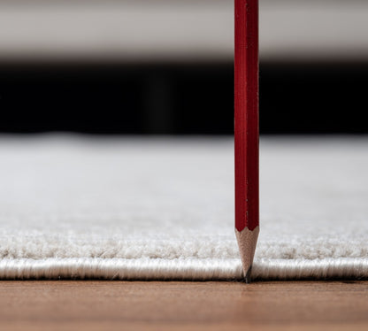 Contemporary Area Rug, 7 ft 3 in x 5 ft 3 in, 0.31in Pile, Polyester, Stain-Resistant, Ivory