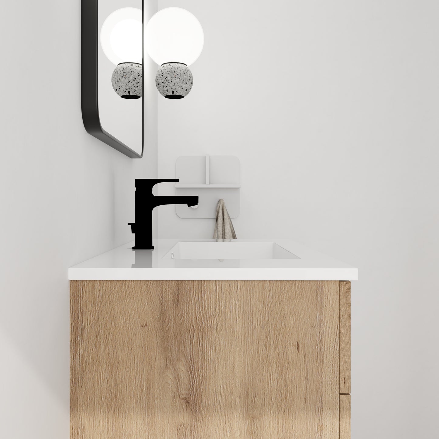 30-Inch Modern Wall-Mounted Bathroom Vanity with Soft Close Drawers and Adjustable Side Shelf