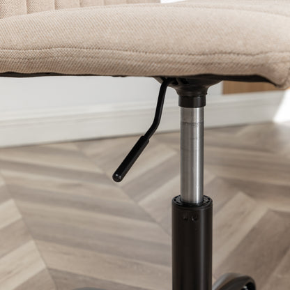 Ergonomic Beige Fabric Swivel Office Chair