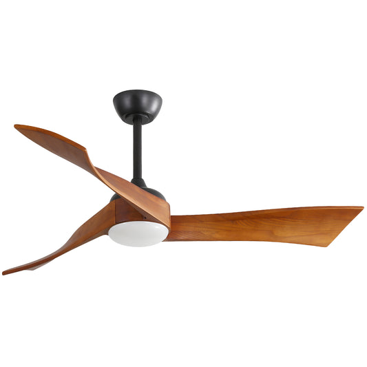 52-Inch Ceiling Fan with Light, Remote, 6-Speed Energy-Saving DC Motor, Reversible Wood Blades Black