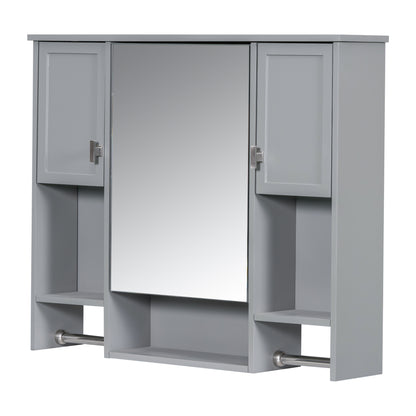 35'' x 28'' Modern Wall Mounted Bathroom Storage Cabinet, Bathroom Wall Cabinet with Mirror, Medicine Cabinet with Towels Bar