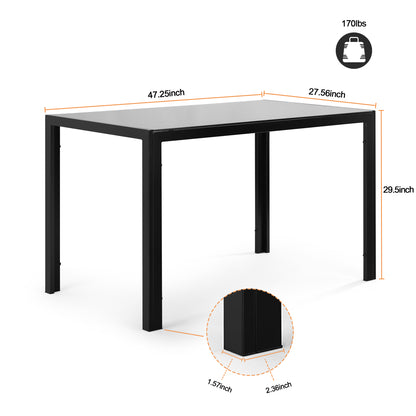 Glass Top Dining Table With Tempered Glass Surface Black
