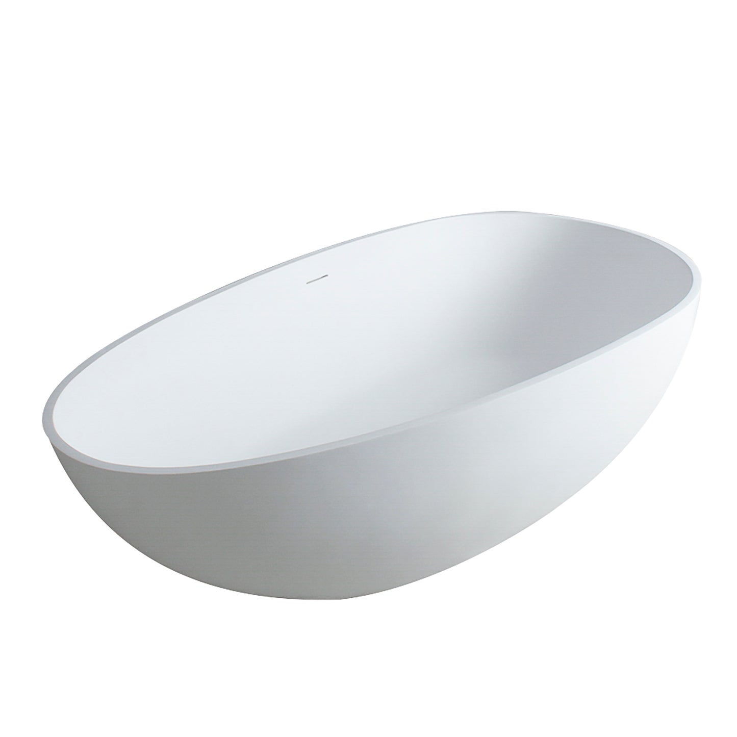 Luxury 67" Freestanding Matte White Bathtub, Solid Surface Soaking Tub with Overflow and Pop-up Drain for Modern Bathrooms