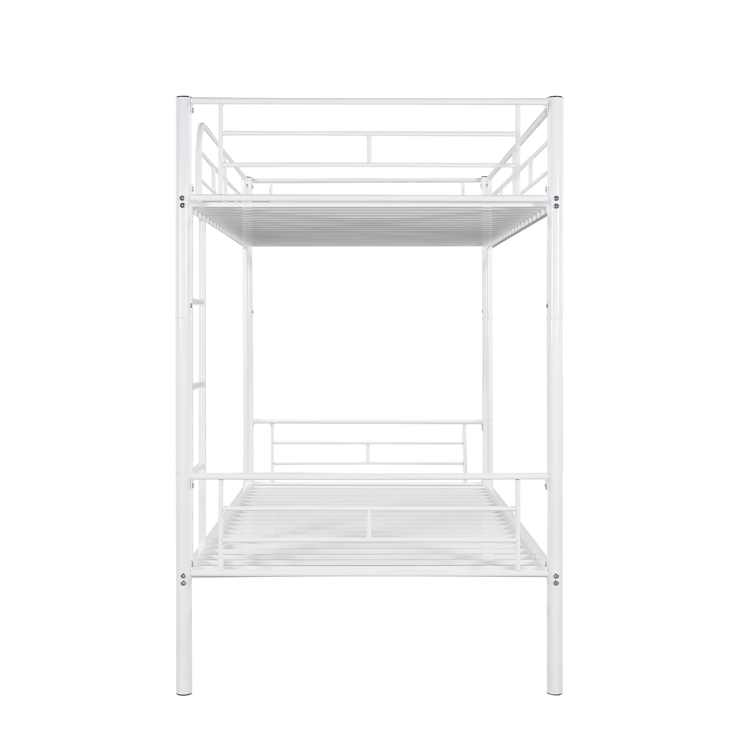 Stylish White Twin Over Twin Metal Bunk Bed for Space-Saving Solutions