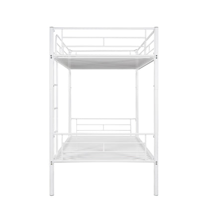 Stylish White Twin Over Twin Metal Bunk Bed for Space-Saving Solutions