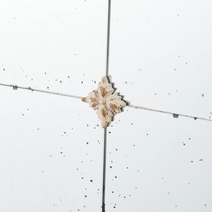 Elegant 22" x 48" Cream & Gold Arched Wall Mirror with Decorative Grid, Perfect for Living Room, Bathroom, or Entryway