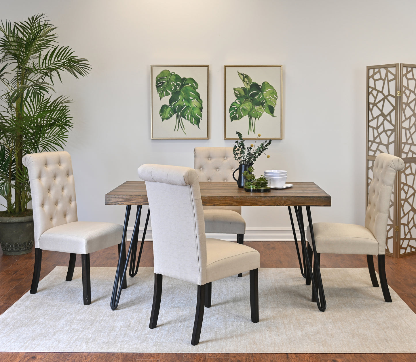 Mid Century Hairpin Dining Set 4 Chairs Five Color Options