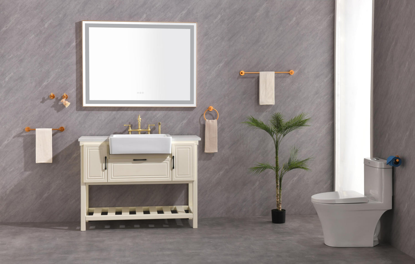 Large 48x36 Illuminated Bathroom Mirror with Dual Control Anti-Fog Feature